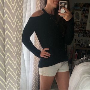Off the shoulder long sleeve black sweater
